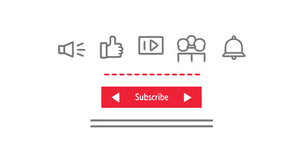 Youtube interface with subscribe button like icon notification bell and volume control in grey and red