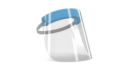 Transparent Face Shield with Blue Headband Isolated on Transparent Background for Safety and Protection