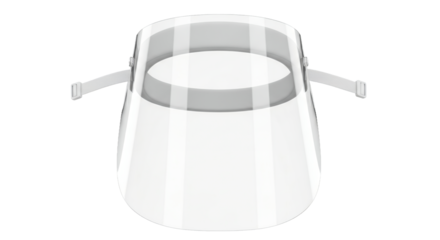 Transparent Protective Face Shield Design in 3D Rendering Against White Background Highlighting Clear Plastic Visor and Adjustable Straps Medical Safety Equipment