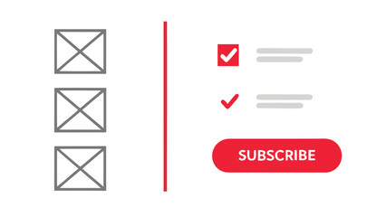 Illustration of a subscription form with checkboxes and a subscribe button on a white background