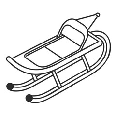 Sled Outline Vector on White Background