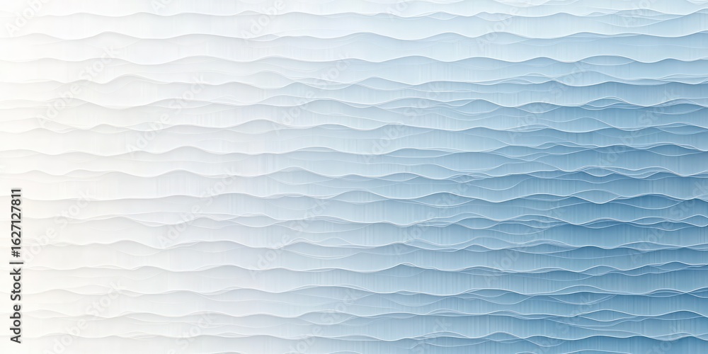Poster abstract pattern of soft overlapping wave shapes in light blue and white creating a soothing, calm, 