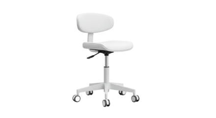 White Adjustable Office Chair with Padded Seat and Back on Wheels in Studio Lighting for Workplace Comfort and Ergonomics