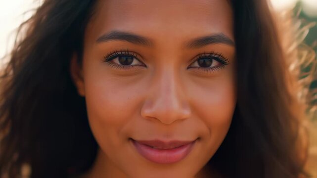 Smiling woman close up portrait