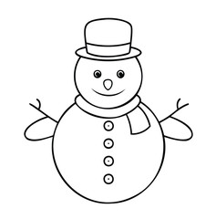 Snowman Outline Vector on White Background