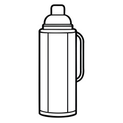Thermos bottle – outline vector illustration on white background