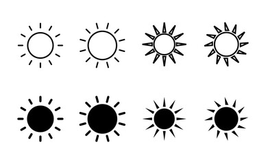 Sun icon set. Brightness Icon vector