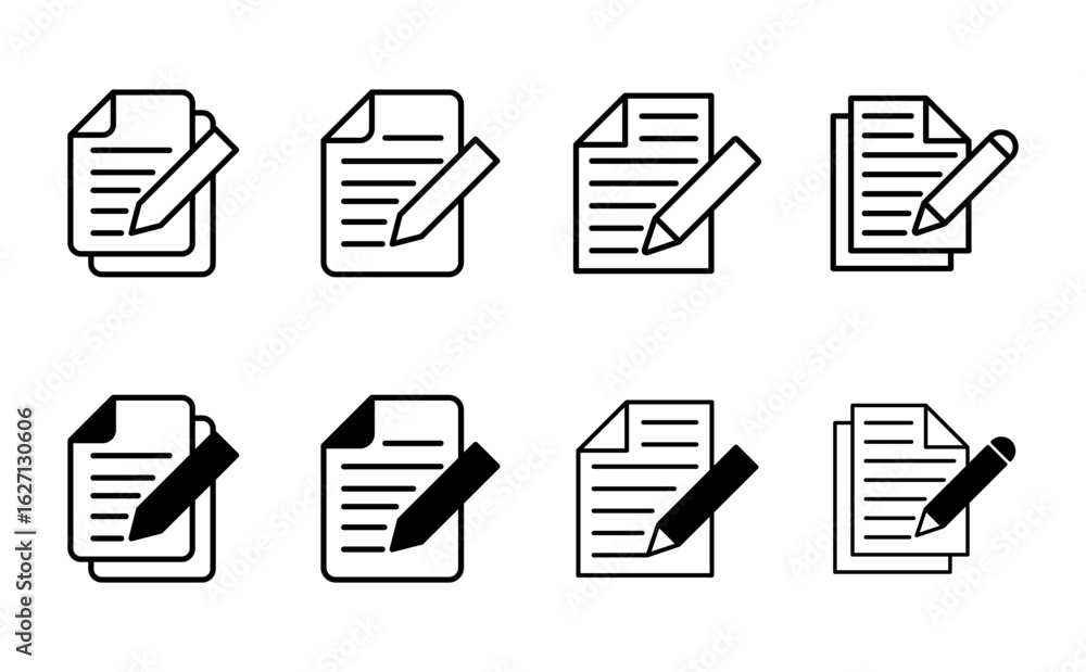 Poster note icon set. notepad icon vector. edit file. write icon