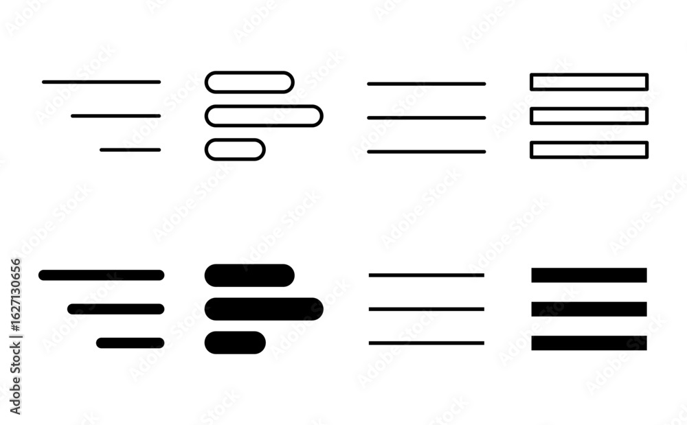 Poster menu icon set. web menu icon. hamburger menu symbol