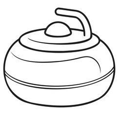 Curling Stone Outline Vector – Minimal Winter Sport Icon Isolated on White Background