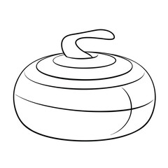 Curling Stone Outline Vector – Minimal Winter Sport Icon on White Background