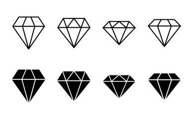 Diamond icon set. diamond gems vector icon.