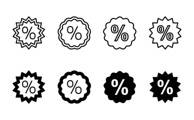 Discount icon set. Discount tag icon.