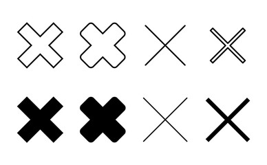 Close icon set. Delete icon vector. cross sign