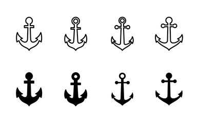 Anchor icon set. Anchor symbol logo. Anchor marine icon.