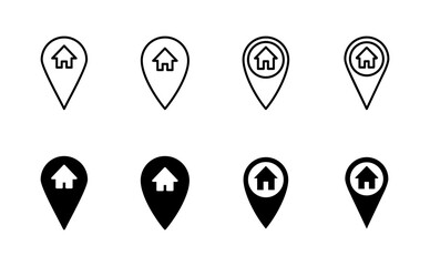 Address icon set. home location icon vector