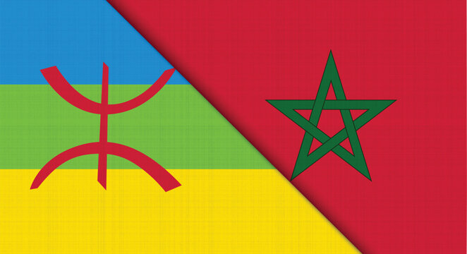 Morocco and Amazigh Berber Flag together template vector illustration 