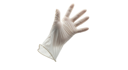 Clear Disposable Glove in High Angle Shot on Transparent Background Emphasizing Hygiene and Protection for Medical and Industrial Usage