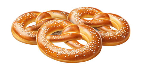 Realistic Digital Illustration of Freshly Baked Soft Pretzels with Golden-Brown Crust on Transparent Background
Glossy Twisted Pretzels with Coarse Salt – High-Detail Food Illustration Isolated on Tra