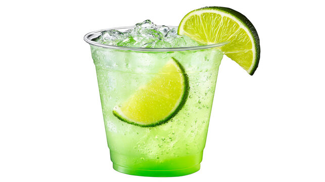 Icecold limeade with fresh lime, a refreshing summer delight in glass refreshing