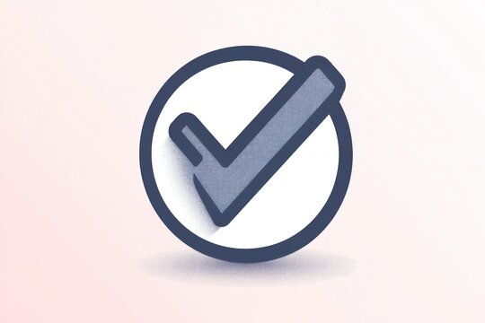 Blue checkmark inside a circle on a light pink background symbolizing confirmation or approval