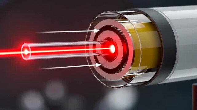 Fiber optic cable transmitting data with laser light, a high-speed connection for modern