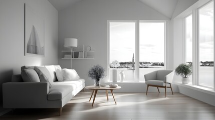 Modern Minimalist Living Room with Large Window