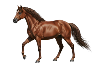 Detailed illustration of a chestnut horse in profile.