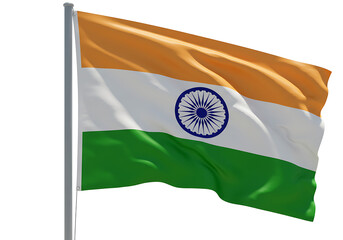 The Indian flag waving proudly against a bright, clear sky, symbolizing national pride and unity.