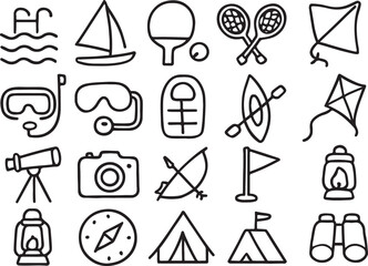 Outdoor activity icons pool sailboat