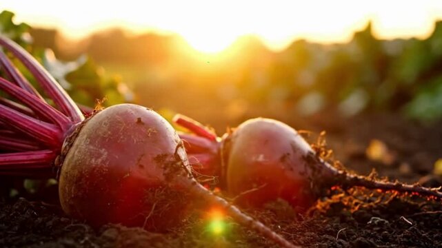 close-up of beets in the garden. selective focus