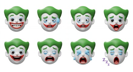 Fototapeta premium Diverse emotional expressions cartoon faces for design and visual communication