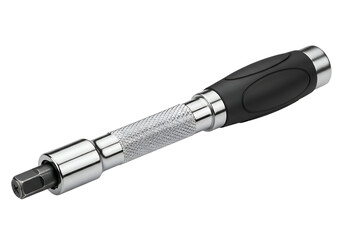A chrome-plated extension tool with a black grip.