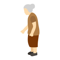 Standing Elderly Woman Illustration Flat Design