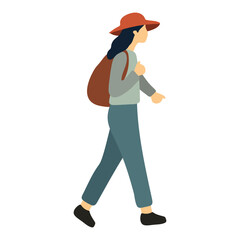 Woman Walking with Backpack Illustration