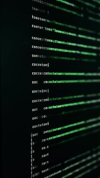 Abstract Green Programming Code Lines on Dark Screen Background