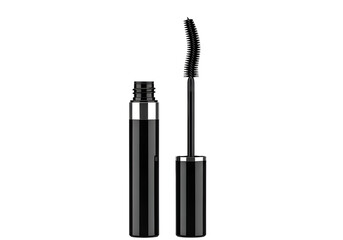 Obraz premium Black mascara bottle and applicator.