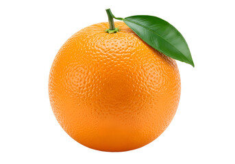 Orange fruit with leaf on black background.