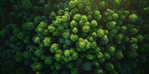 Aerial view of dense green forest canopy