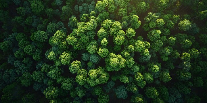 Aerial view of dense green forest canopy
