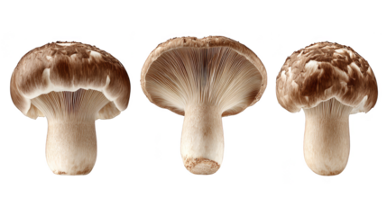 Vibrant trio of mushrooms, a colorful display of nature's wonders in red, green, and blue