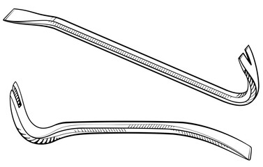 Vector illustration of crowbar. Two crowbars isolated on white background.