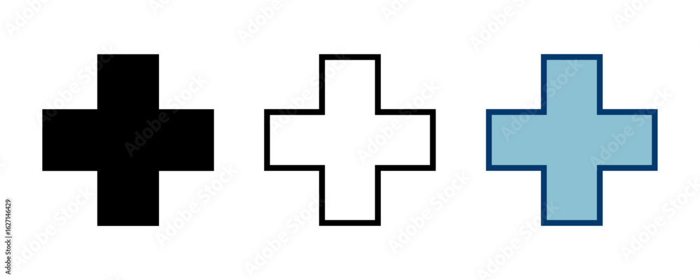 Poster plus icon vector isolated on white background. add plus icon. addition sign. medical plus icon
