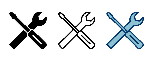 Repair icon vector isolated on white background. Wrench and screwdriver icon. settings vector icon. Maintenance. tools