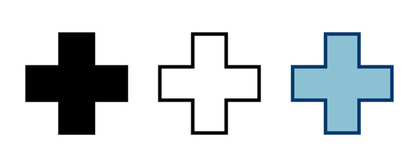 Plus Icon vector isolated on white background. Add plus icon. Addition sign. Medical Plus icon