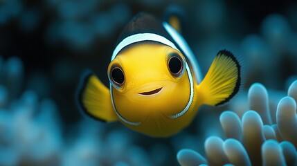 Close-up of a Smiling Clownfish in a Coral Reef