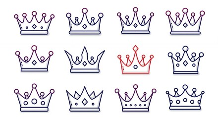 Collection of crown designs in various styles for decorative and conceptual projects