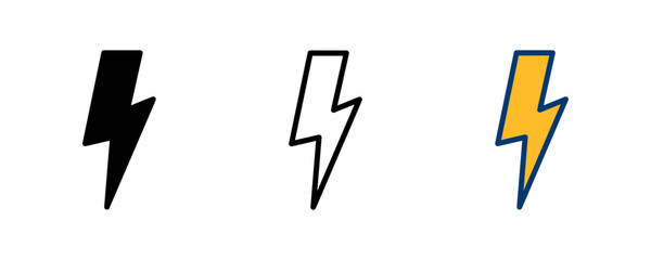 Lightning icon vector isolated on white background. Bolt icon vector. Energy and thunder electric icon