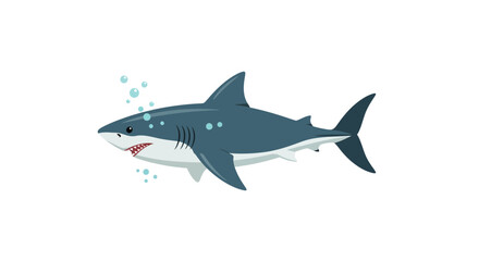 Obraz premium Angry Shark Vector with Bubbles 