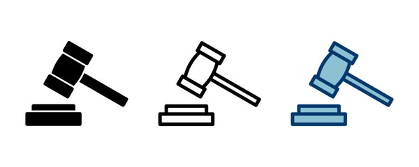 Gavel icon vector isolated on white background. Hammer icon vector. Judge Gavel Auction Icon Vector. Bid